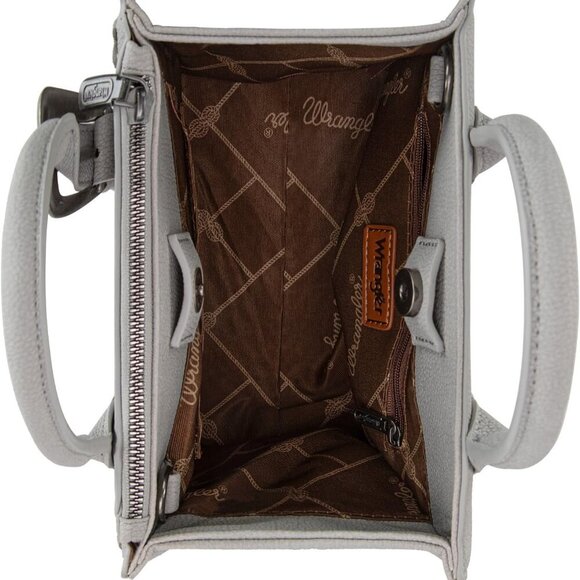 Stylish Wrangler Vegan Leather Tote Bag in Retro Gray – Organize in Elegance - Picture 4 of 6